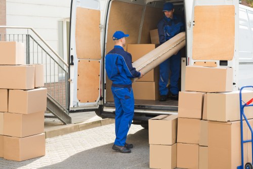 Removal team preparing a home move in a Mayfair property