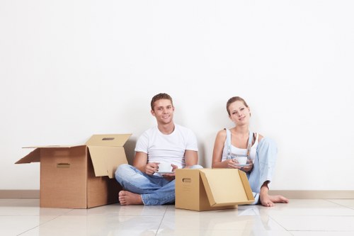 Packed household items ready for a removals van service in Mayfair