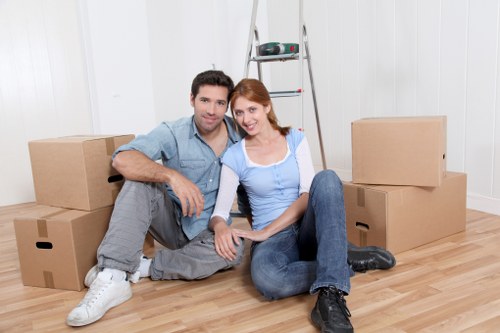 Packed boxes and furniture ready for a Mayfair home or office relocation