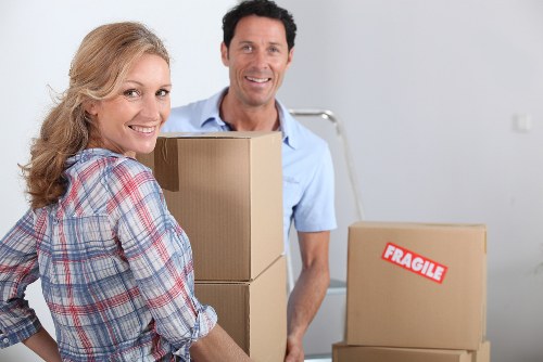 Furniture and boxes being transported during a Mayfair man and van move